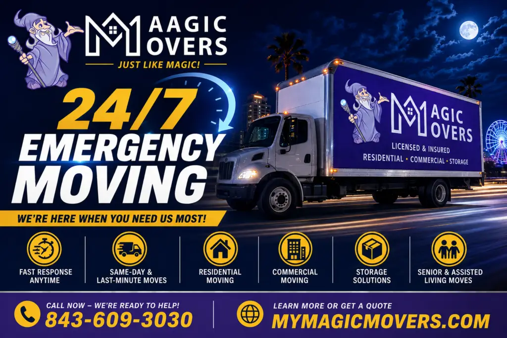 Emergency move in Myrtle beach. 24/7 moving company