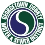 Georgetown County Water & Sewer District logo: green circular badge with blue and white S-shaped symbol and edge text around the rim.